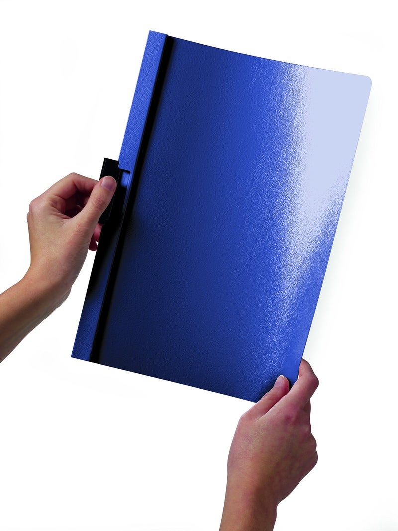 Durable Report Cover with DURACLIP Letter-Size 8.5" x 11" Inches - Holds Up to 60 Pages - Clear Cover and Dark Blue Border - Box of 25 - Image 2